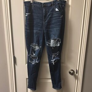 American Eagle Outfitters Blue Skinny Distressed Jeans